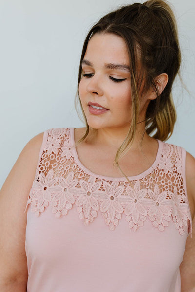 Lace & Shoulders Above The Rest Top In Blush