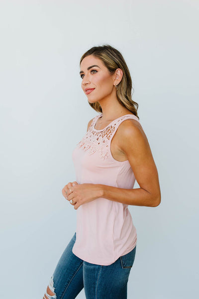 Lace & Shoulders Above The Rest Top In Blush