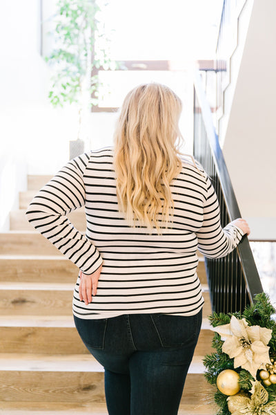 Layer Away Striped Turtleneck In Ivory