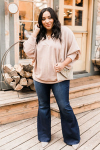 Magnificent V-Neck Top In Taupe