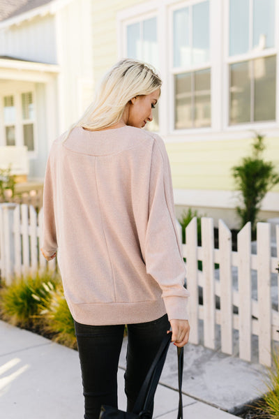 Magnificent V-Neck Top In Taupe