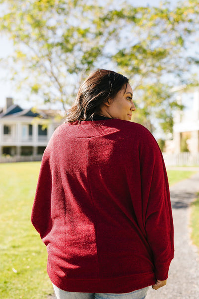 Magnificent V-Neck Top In Wine