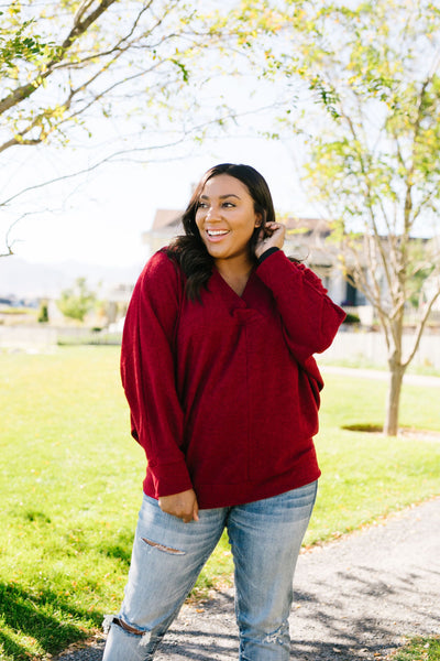 Magnificent V-Neck Top In Wine