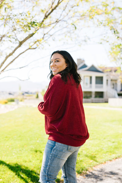 Magnificent V-Neck Top In Wine