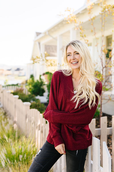 Magnificent V-Neck Top In Wine