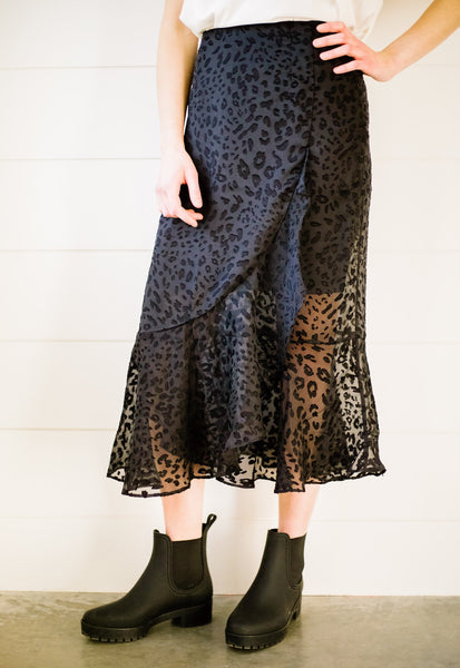 Midnight Spotted Midi Skirt