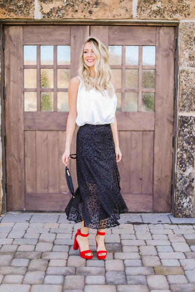 Midnight Spotted Midi Skirt