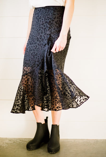 Midnight Spotted Midi Skirt