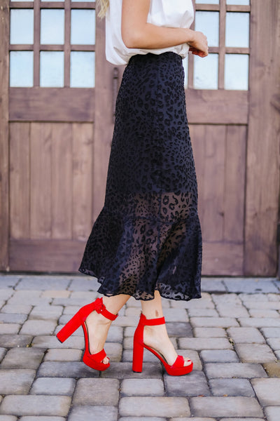 Midnight Spotted Midi Skirt