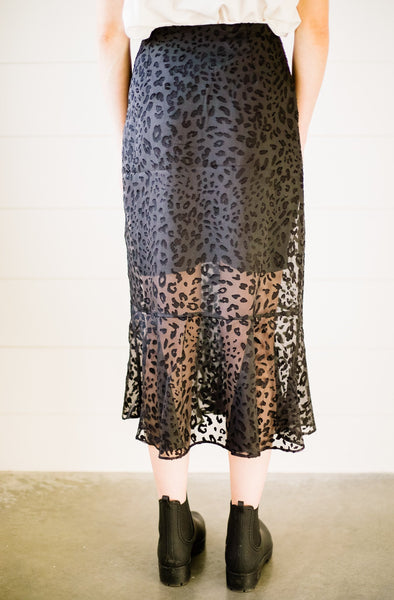 Midnight Spotted Midi Skirt