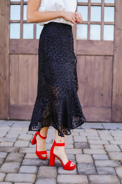 Midnight Spotted Midi Skirt