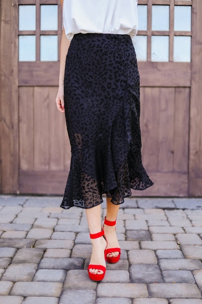 Midnight Spotted Midi Skirt