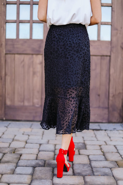 Midnight Spotted Midi Skirt