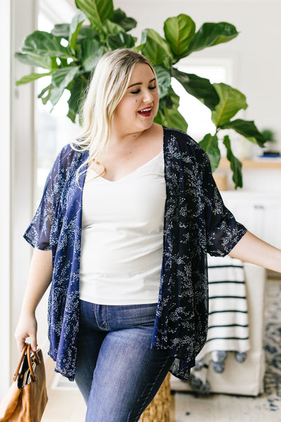 Mini Mosaic Kimono In Navy