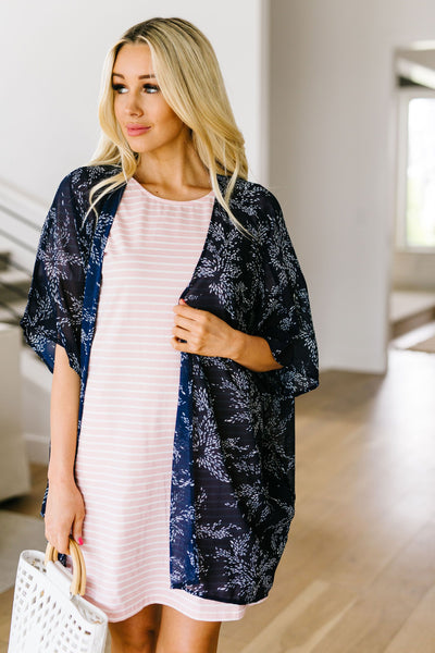 Mini Mosaic Kimono In Navy