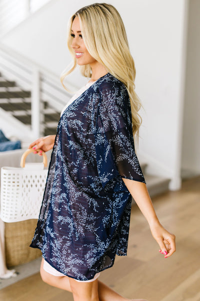 Mini Mosaic Kimono In Navy