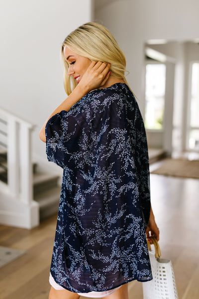 Mini Mosaic Kimono In Navy