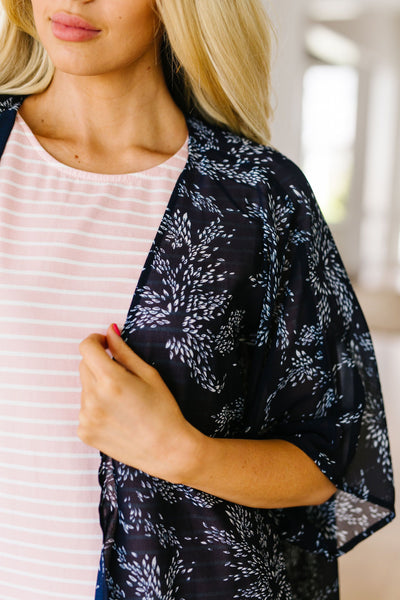 Mini Mosaic Kimono In Navy