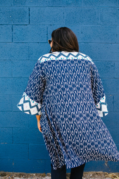 Navy Print Kimono