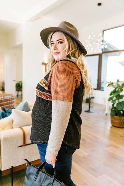 Paisley Color Block Top