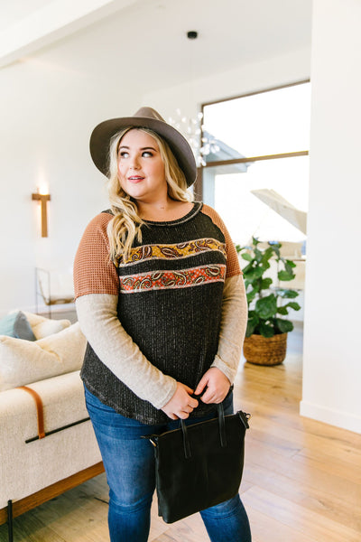 Paisley Color Block Top