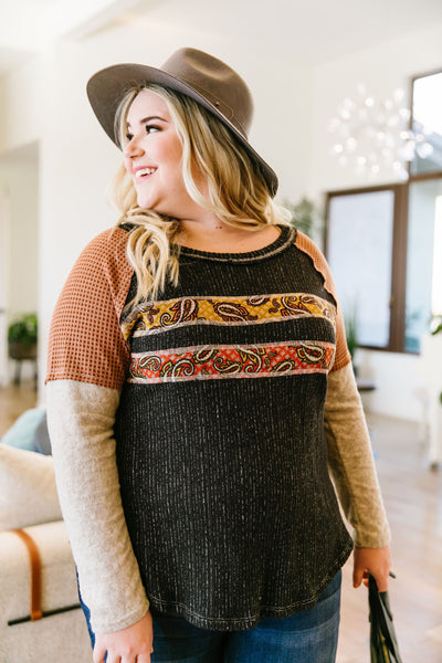 Paisley Color Block Top