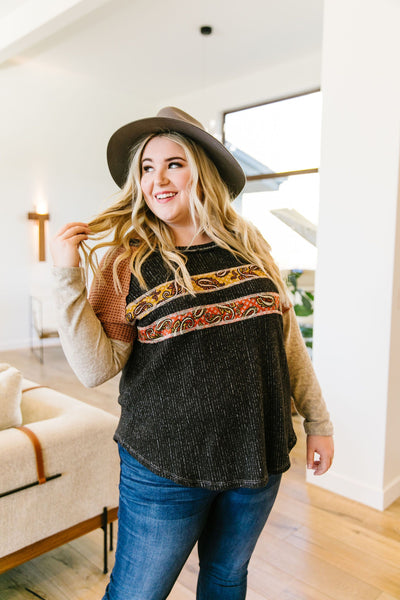 Paisley Color Block Top