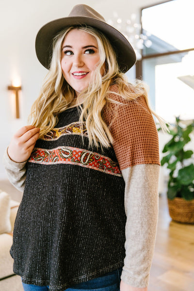 Paisley Color Block Top