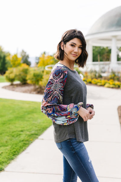 Paisley Patchwork Sleeve Top