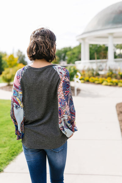 Paisley Patchwork Sleeve Top