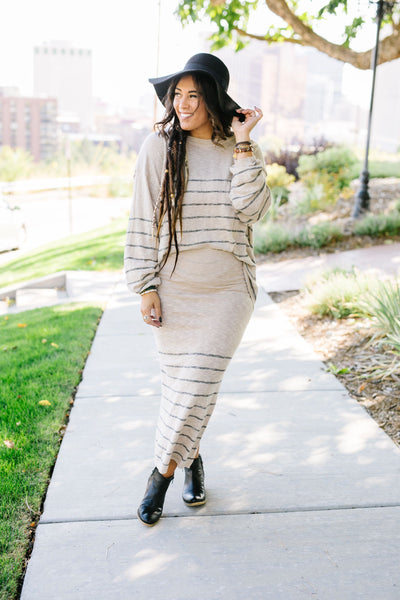 Part Time Striped Sweater Skirt