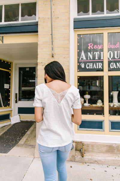 Peekaboo Lace Tee In White