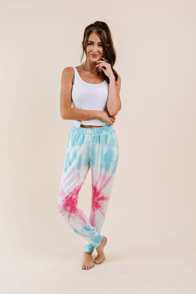 Pink Sunburst Tie Dye Joggers