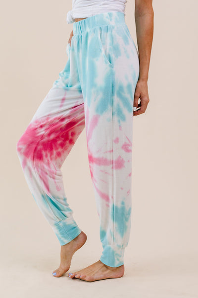 Pink Sunburst Tie Dye Joggers