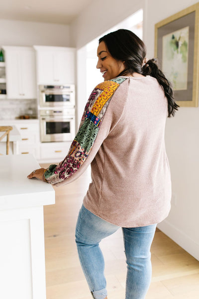 Playful Patchwork Sleeve Blouse