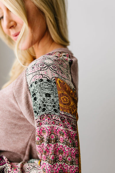 Playful Patchwork Sleeve Blouse