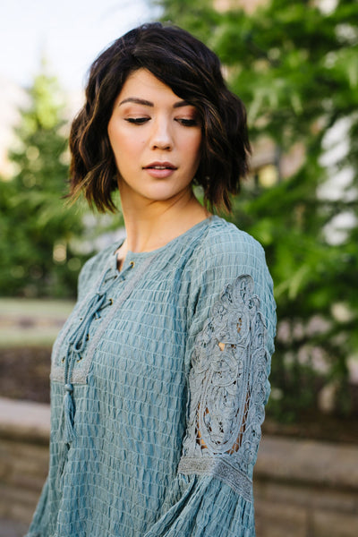 Pleasant Peasant Blouse In Sage