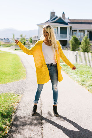 Pocketed Popcorn Cardigan In Honey