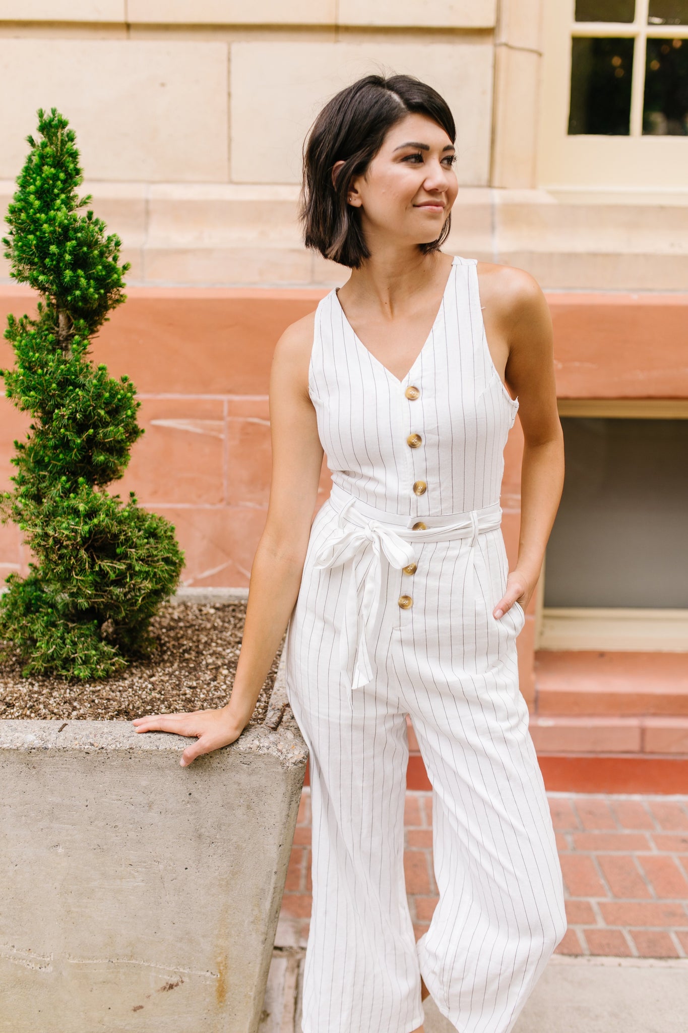 Preppy Pinstriped Jumpsuit