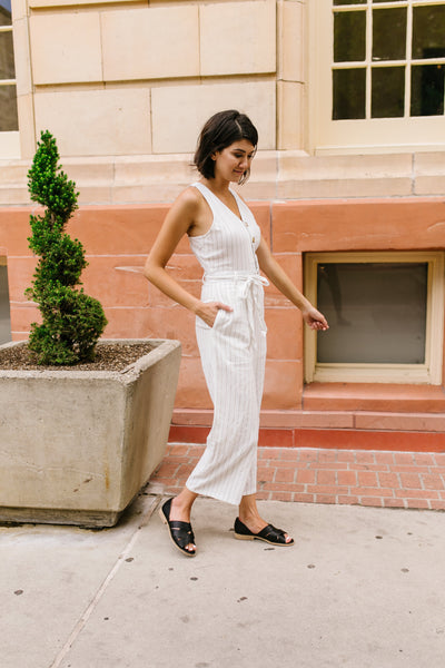 Preppy Pinstriped Jumpsuit