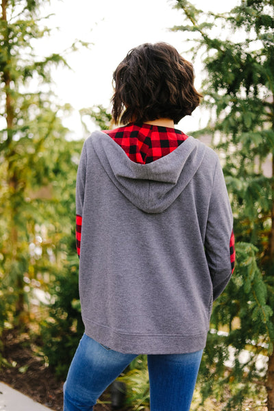 Quilted Comfort Plaid Contrast Hoodie