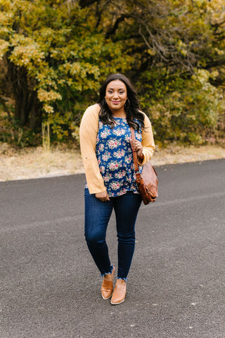 Raglan Floral Long Sleeved Top