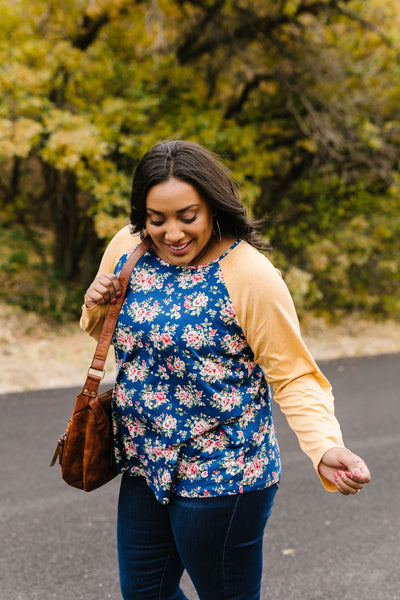 Raglan Floral Long Sleeved Top