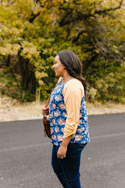 Raglan Floral Long Sleeved Top