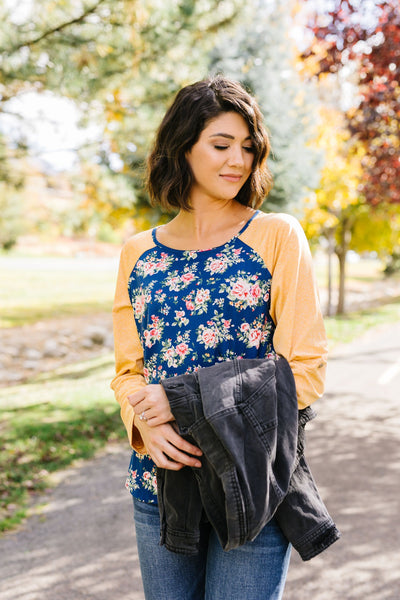 Raglan Floral Long Sleeved Top