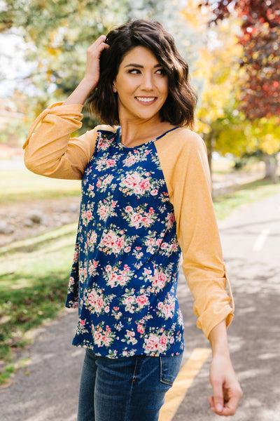 Raglan Floral Long Sleeved Top