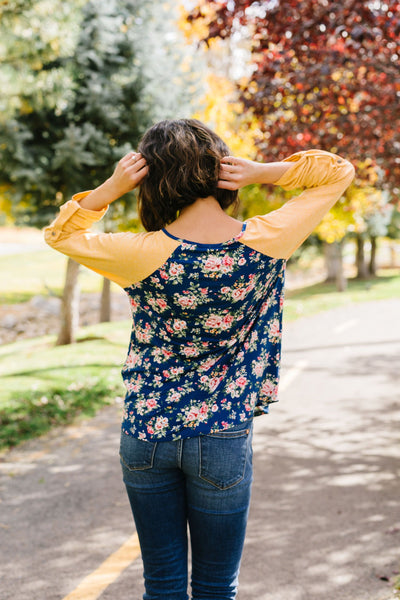 Raglan Floral Long Sleeved Top