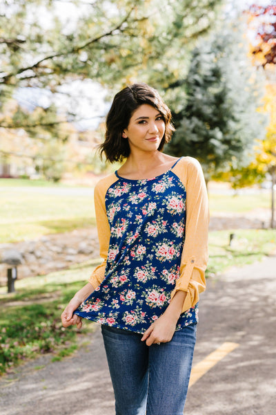 Raglan Floral Long Sleeved Top