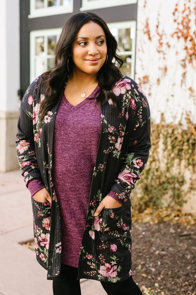 Ribbed Rose Cardigan