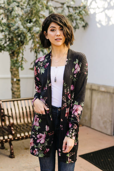 Ribbed Rose Cardigan